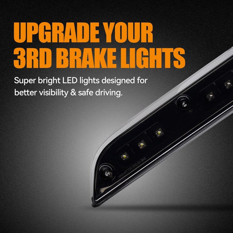 Cxdar Third 3rd Brake Light LED for 2015-2020 Ford F150, High Mount Rear Brake Lights Assembly for 2017-2020 F250/F350/F450 Super Duty, Waterproof Center Cab Lamp Stop Light (Black) - Image 2